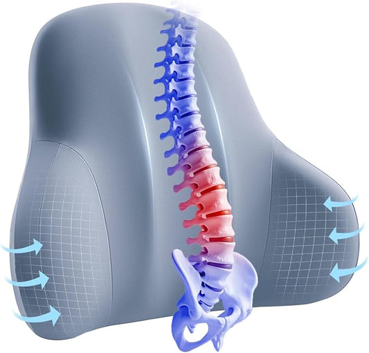 BABUR Lumbar Support Pillow for Car, Ergonomic Memory Foam Support Pillow for Lower Back Pain Relief, Washable Cover, Lumbar Cushion for Driving Seat, Fits Most Cars | Blue