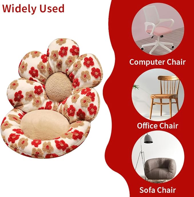 Flower Chair Cushion with Backrest Comfortable Office Chair Pad Student Dormitory Seat Cushion for Sedentary Group Home Decor