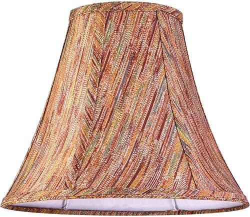 GO&SO Burgundy Vertical Stripe Fabric Bell Lamp Shades, 6"x13"x9.8"