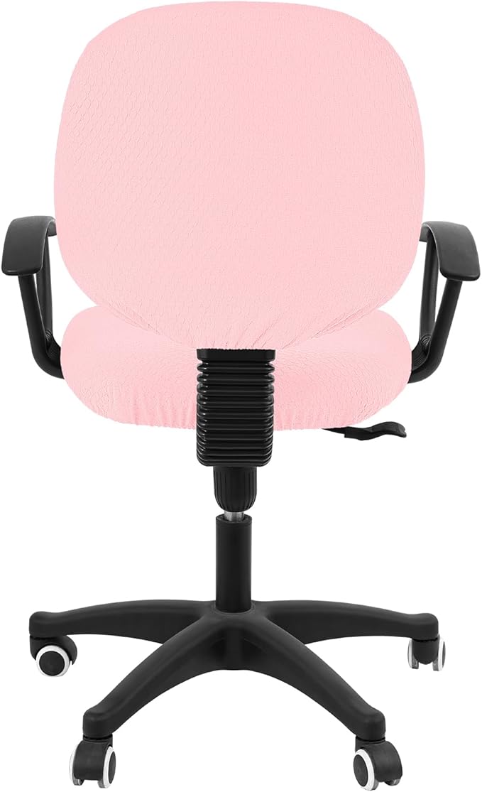 Smiry Stretch Jacquard Office Computer Chair Covers, Removable Washable Universal Desk Rotating Chair Slipcovers Protector, Seat + Backrest Cover, Blush Pink