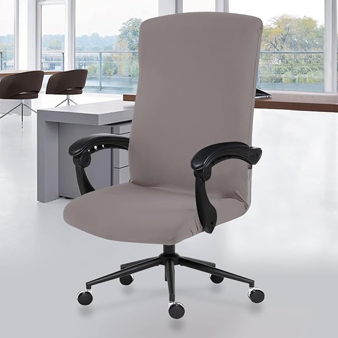 Elastic Computer Chair Cover with Durable Zipper - Protective Removable Washable Universal Office Desk Chair Seat Slip Cover - Stretchy Soft Anti-dust Desk Chair Seat Protector for Dogs, Cats, Pets