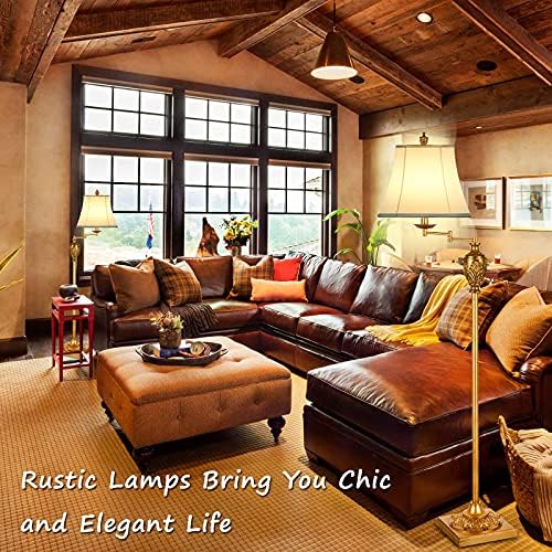 Traditional Floor Lamp with 350° Swing Arm,3 ColorTemperatures,Vintage Gold