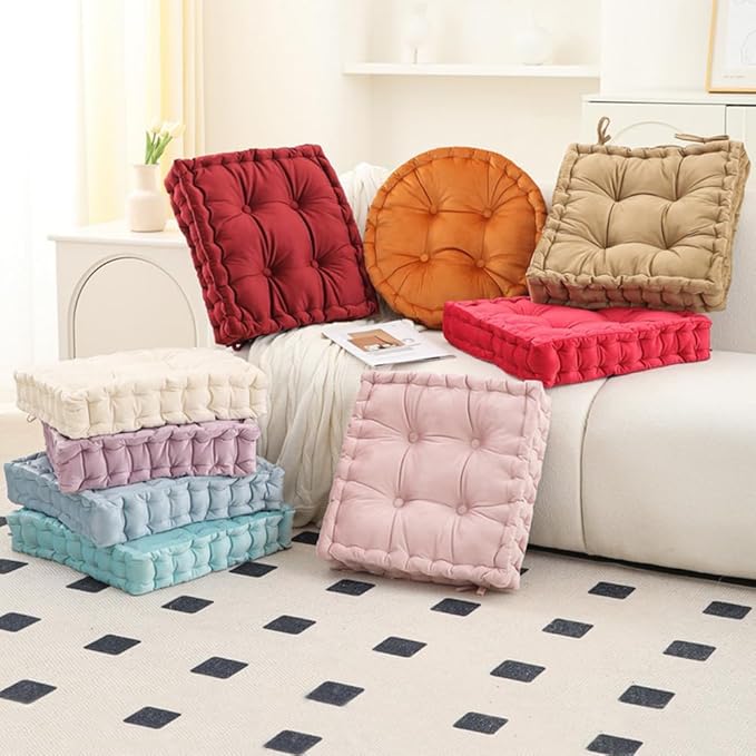 vctops Chair Cushion for Dining Chair, Soft Velvet Square Seat Cushion with Ties Cozy Indoor Chair Pad Cushion for Office Kitchen Dining Room (Purple,16"x16")