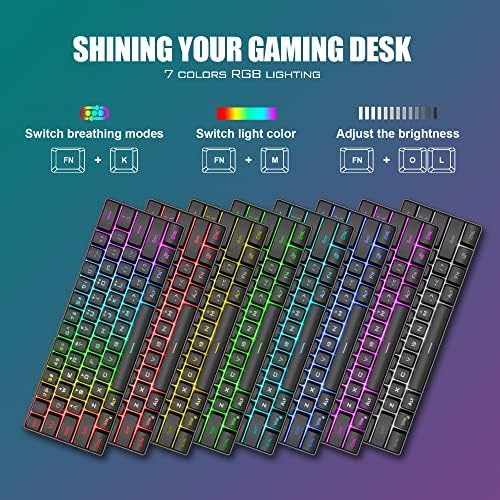 RedThunder 60% Gaming Keyboard and Mouse Combo, Ultra-Compact 61 Keys RGB Backlit Mini Keyboard, Lightweight 7200 DPI Honeycomb Optical, Wired Gaming Set for PC MAC PS5 Xbox Gamer(Black)