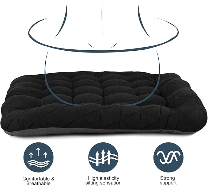 BUYUE Good Support Office Chair Cushion, Luxury Jacquard with Anti-Skid Silicone Seat Cushion Padded for Computer Desk Kitchen Chair (1 Count, Black)