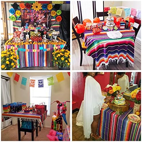 Xplanet 84 X 59 Inch Mexican Serape Blanket Bay Window Blanket, Mexican Tablecloth Serape Tatami Blanket Bed Blanket Table Cover Tapestry Blanket Picnic Mat for Mexican Party Wedding Decorations