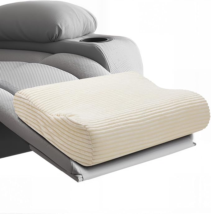 B Shape Corduroy Recliner Foot Pillow, Foam Extra Large Foot Rest Cushion with Adjustable Straps, Suitable for Bed Chair Sofa Headrest Back Lumbar Leg Support Pillow (Beige)