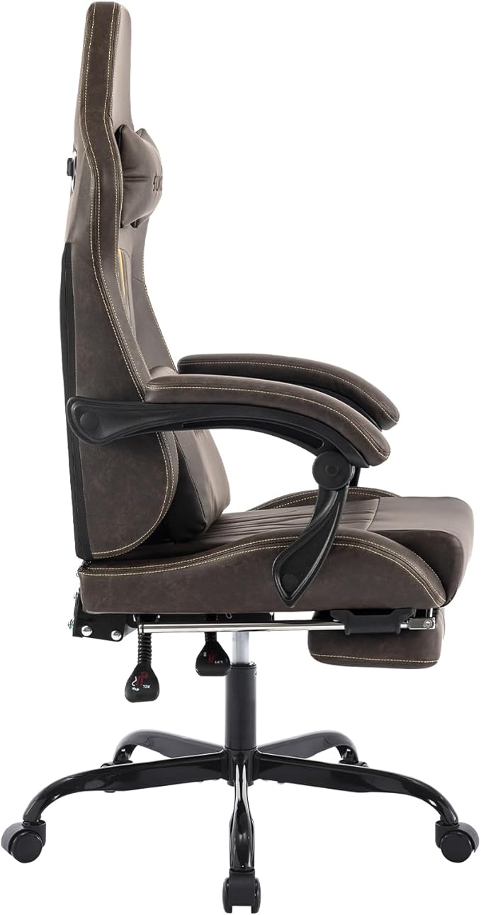 Gaming Chair with Footrest Ergonomic Computer Chair Massage Lumbar Cushion, Racing Video Game Chair Adjustable Rocker Recliner Executive Office Desk Chair Pu Leather for Adults