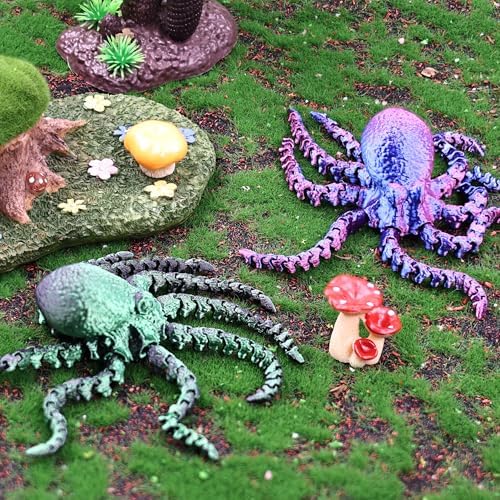 4pcs 3D Octopus Printed Animals Perfect Basket Stuffing with an Articulated Crystal Dragon Fidget, Goodie Bag Stuffers for Valentines Days Gift