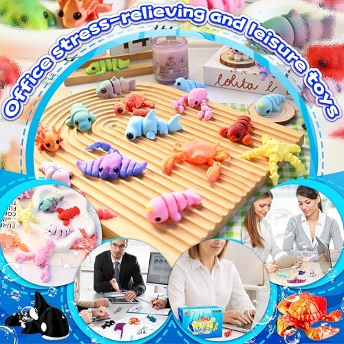 40 Pcs 3D Printed Animals Bulk Pack, Mini Sea Animal Figures