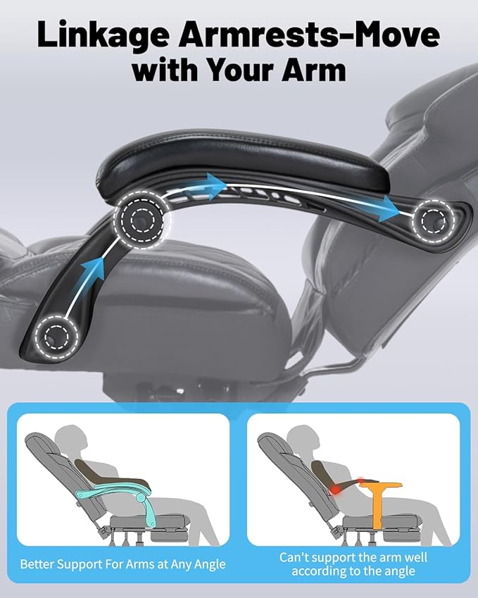 800LBS Big and Tall Office Chair with Foot Rest, Heavy Duty Executive Reclining Chair for Heavy People, Extra Wide Seat and Mobile Lumbar,High Back Large Computer Desk Chair for Home Office