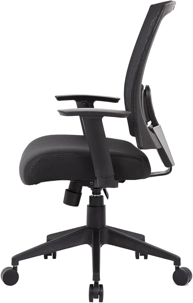 Ergonomic Black Mesh Back Task Chair Breathable Supportive Design Swivel Adjustable Height Rolling Casters Lumbar Comfort Contoured Seat Stylish Modern Office Furniture Durable Structure