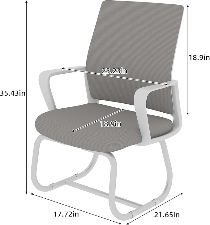 Minimalist Modern Office Chair with Metal Frame – Breathable Mesh Backrest, Ergonomic Support, Comfortable Seat Cushion for Home & Office Use (White+Gray)