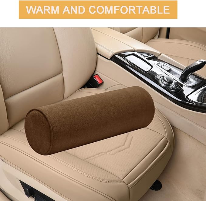 Cylinder Round Memory Foam Support Pillows Cervical Neck Roll Pillow with Pillowcase Soft, Comfortable and Breathable for Sleeping, Chair, Car, Sofa，Travel Coffee-24X6