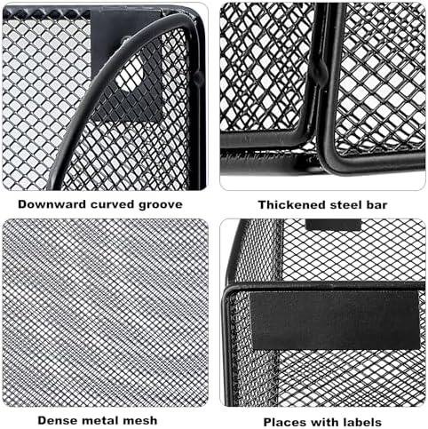 1 Pocket Mesh Wall File Holder Organizer Office Hanging File Folder Magazine Rack, Nametag Label Hooks Set Included (Black)