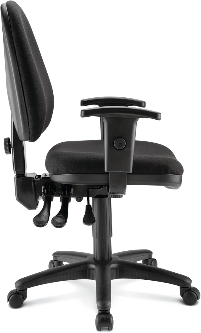 WorkPro® Patriot Multifunction Ergonomic Fabric Task Chair, Black, BIFMA Compliant