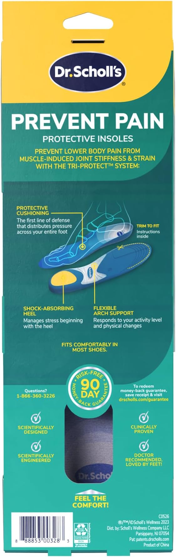 Dr. Scholl's Prevent Pain Protective Insoles,Protect Against Foot,Knee,Lower Back Pain,Promote Foot Health & Wellness,Trim to Fit Insert,Men Shoe Size 8-14,1 Pair,(Pack of 12)
