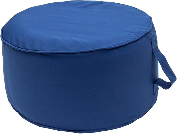 QILLOWAY Inflatable Outdoor Ottoman for Patio, Waterproof Round Pouf, Inflatable Foot Rest, Outdoor Footstool for Poolside, Garden，Camping,Royal Blue,Classic Blue