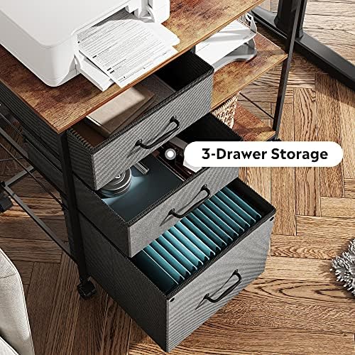 DEVAISE 3 Drawer Mobile File Cabinet, Fabric Lateral Filing Cabinet