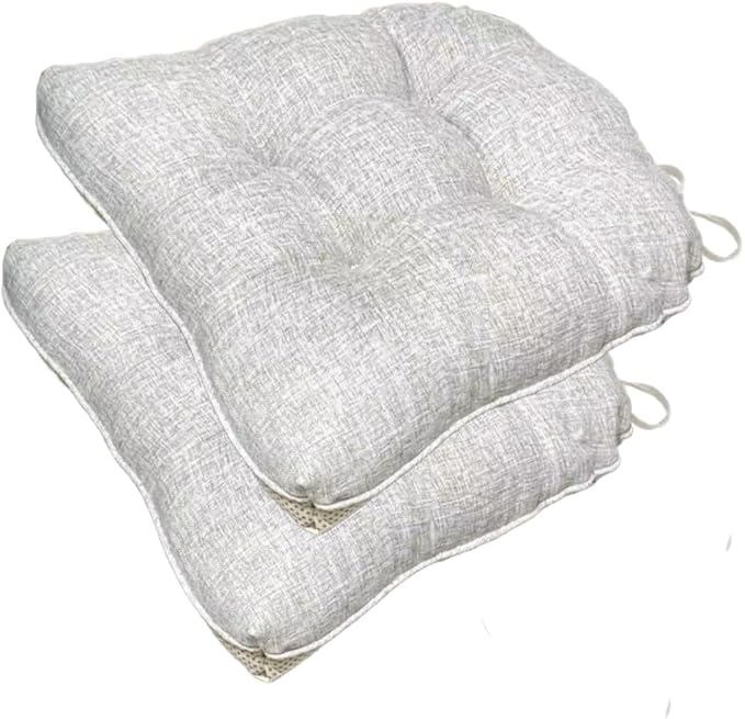 Chair Cushions for Dining Chairs, 18" X 17" U Shape Indoor Chair Pads with Ties for Dining Chairs Kitchen Office, Tatami Floor Pillow Patio Chairs Cushions - Pack of 2 (Light Grey)