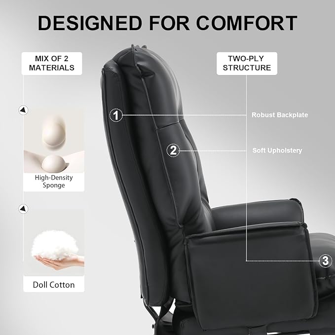 Big and Tall Office Chair with Footrest, 500Lbs Heavy Duty Executive Office Chair with Wide Seat,Ergonomic High Back Computer Chairs for Heavy People,Home Office Desk Chair,Black