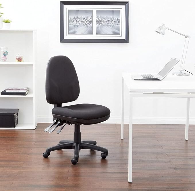 Office Star Ergonomic Dual Function Office Task Chair with Adjustable Padded Back and Built-in Lumbar Support, Armless, Diamond Blue Galaxy Fabric