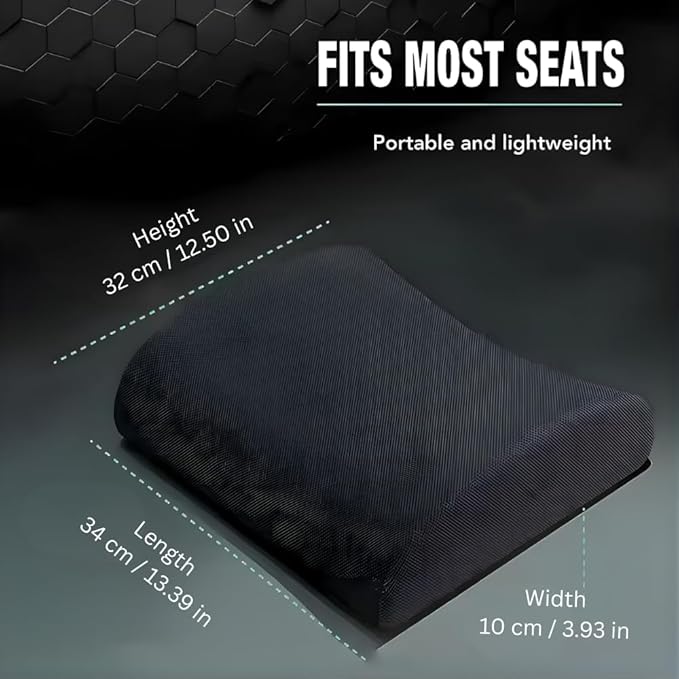 Lumbar Support Cushion for Office Chair & Car, Memory Foam Back Pillow for Lower Back Pain Relief – Ergonomic Lumbar Pillow for Posture Support, Adjustable Strap, Breathable Washable Cover