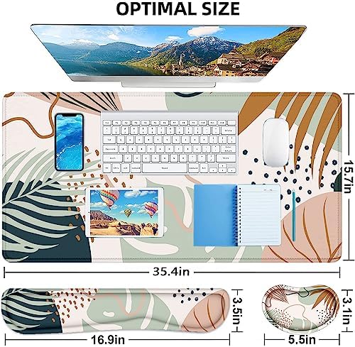 Large Mouse Pad with Wrist Rest, 4-in-1 Wrist Rest for Keyboard and Mouse