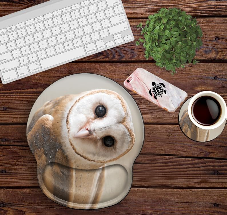 Owl Mouse Pad with Wrist Support Gel Mousepad Wrist Rest Ergonomic Mouse Mat Gaming Cushion Mouse Pads for Computer Office Work Women Men Kids