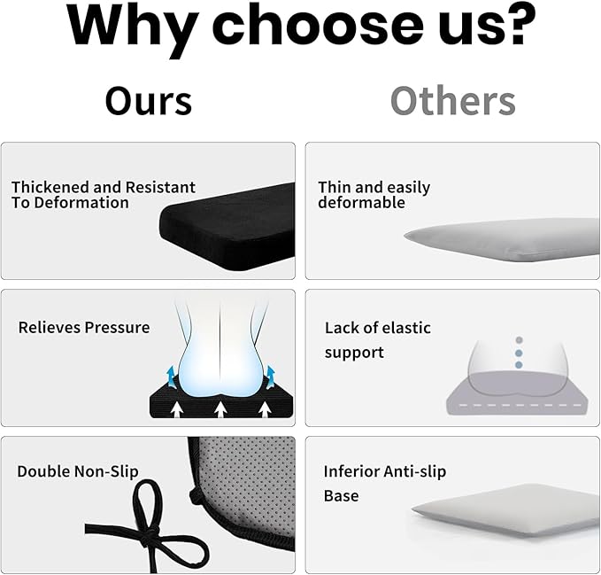 2'' Thick High-Density Foam Indoor Chair Cushions | Dining Chair Pads with Ties, Removable Washable Cover, Kitchen Chair Cushions 17"x16", Black 4 Pack