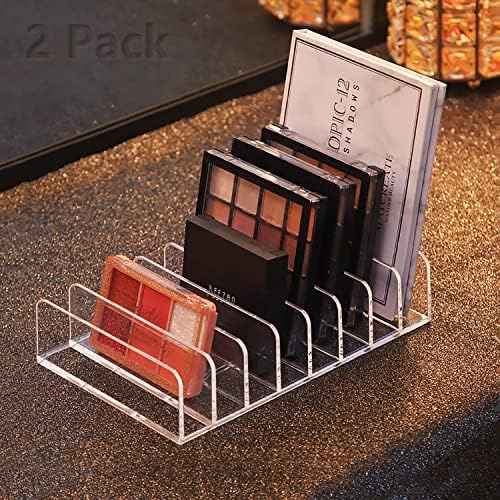 Clear Eyeshadow Makeup Organizer 2Pcs, 8Slot Acrylic Desk Organizer