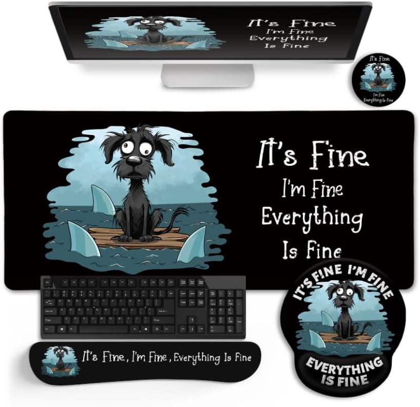LIMKRIAN Funny Dog Mouse Pad Set Large Desk Mat for Desktop Decor, 35.4"