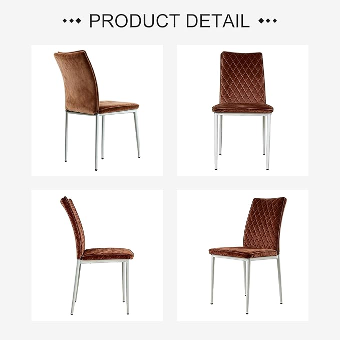 Lightdot Dining Chairs Set of 2, Accent Parsons Diner Chair Upholstered Fabric Stylish Kitchen Chairs with Metal Legs and Padded Seat for Dining Room, Vanity, Living Room, Bedroom Office,Brown