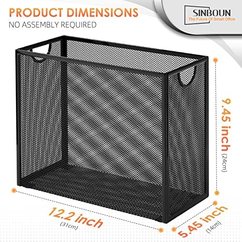 Sinboun Hanging File Organizer Includes 5 Hanging Folders for Office, Black