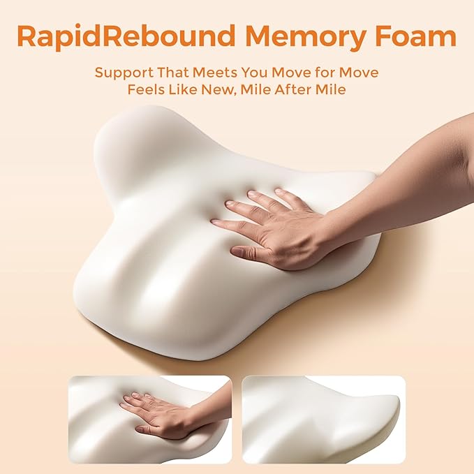 BABUR Lumbar Support Pillow for Car, Ergonomic Memory Foam Support Pillow for Lower Back Pain Relief, Washable Cover, Lumbar Cushion for Driving Seat, Fits Most Cars | Black