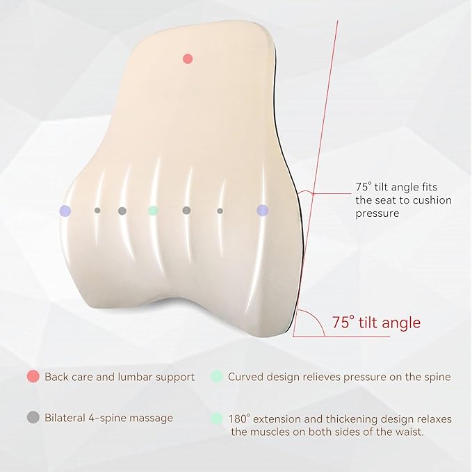 1Pcs Black Lumbar Support Pillow Multi-Functional Back Cushion For Car,Office Chair, Or Gaming Chair Use,100% Memory Foam Back Cushion For Lower Back Pain,Breathable Micro-Channel Design-Ergonomic.
