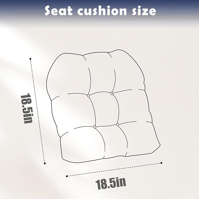 Indoor Outdoor Chair Cushions Set of 2 for Patio Furniture Proch Rocker Wicker Chair Seat Pads Reversible,Waterproof Patio Cushion Navy Blue,18.5"*18.5"