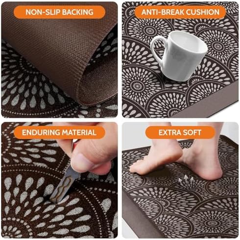 Mattitude 4/5 Inch Kitchen Mat, 20x39in Heavy Duty Ergonomic Comfort Foam Standing Desk Mat, Waterproof Non-Slip Standing Mats and Rugs for Kitchen, Office, Chocolate
