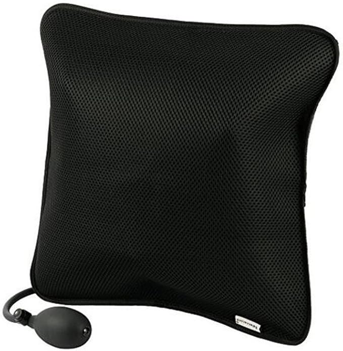 Lumbar Support Inflatable Cushion Backrest Portable Pillow with Pump for Car, Office Chair, Home, Travel, Camping (Rose Red)
