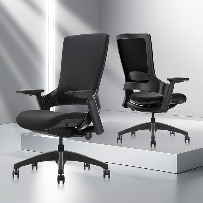CLATINA Swivel Executive Computer Chair with 3D Armrest and Lumbar Support, Adjustable Ergonomic Fabric Backrest Task Chair for Home Office Conference Room