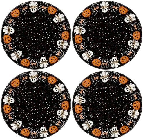 Halloween Placemats Set of 4, Black Cat Pumkin Ghost Bat Place Mats