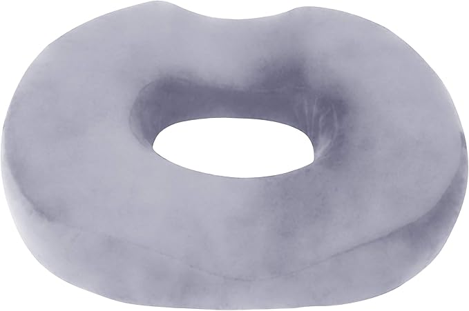 Donut Pillow Seat Cushion Orthopedic Design| Tailbone & Coccyx Memory Foam Pillow | Relieve Pain and Pressure for Hemorrhoid, Pregnancy Post Natal, Surgery, Sciatica (Grey)