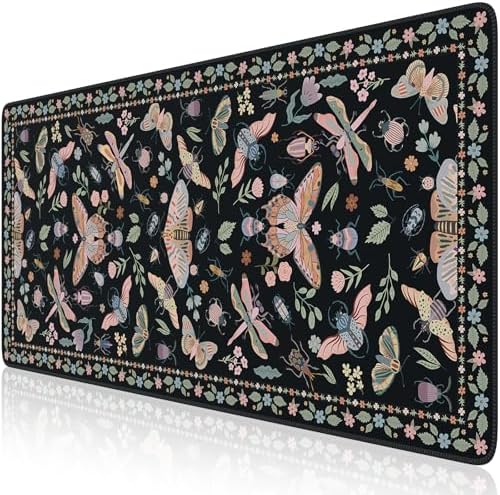 iCasso Black Large Mouse Pad, Desk Matt for Desktop, Insects