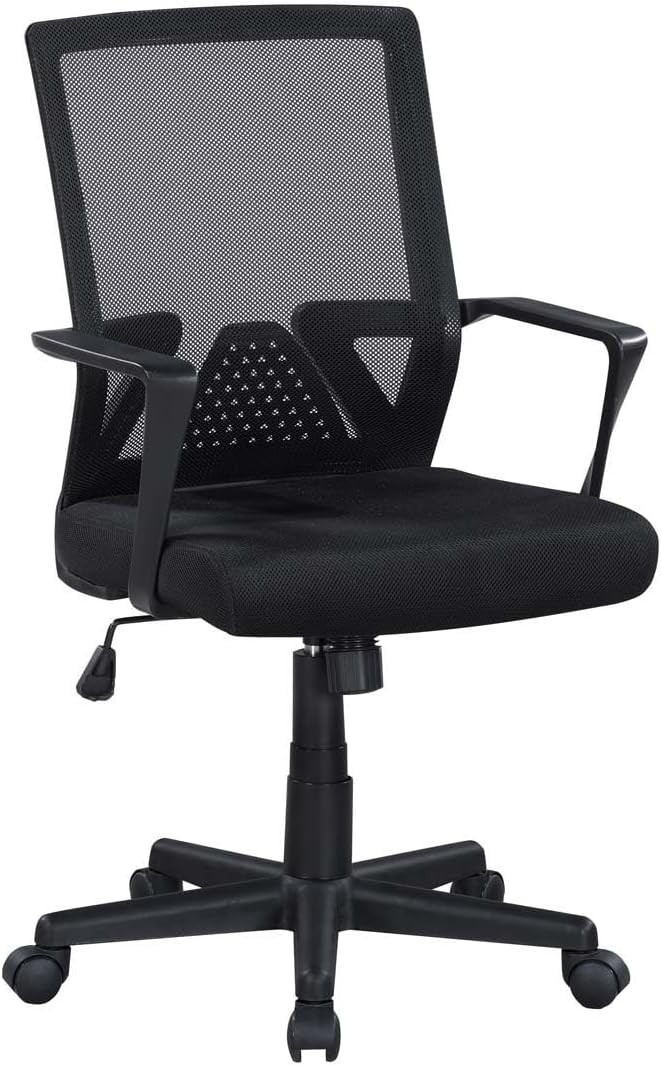 Mesh Office Chair, Breathable Mid-Back Desk Chair with Adjustable Seat Height, 360° Swivel Chair for Home Office