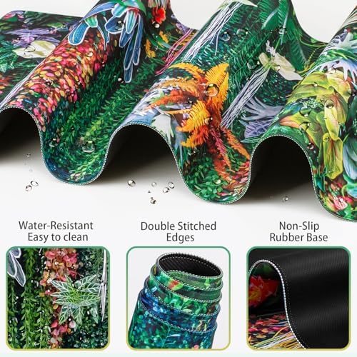 Desk Mat Floral, Large Gaming Mouse Pad with Wrist Rest 4in1 XXL