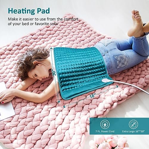 Heating pad for Back/Shoulder/Neck/Leg Pain Relief, Heating Pads for Period Cramps, 6 Fast Heating Settings, Auto-Off, Machine Washable, Birthday Gifts for Women Mom, Extra Large 16"x 30"