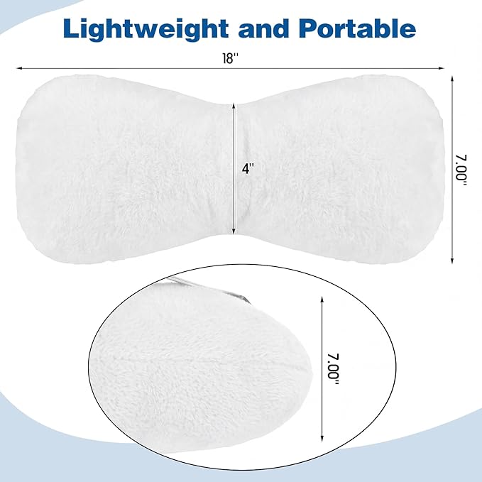 Colingmill 1 Pc Neck Pillow for Recliner Headrest Pillow Bone Shaped Chair Plush with Adjustable Strap Neck Support and Pain Relief Curve Head Cushion for Car Travel Airplane (White)
