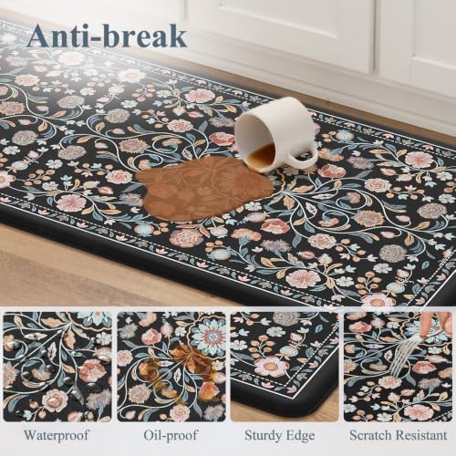 KIMODE Kitchen Mats for Floor Cushioned Anti Fatigue,Kitchen Rugs 2 piece