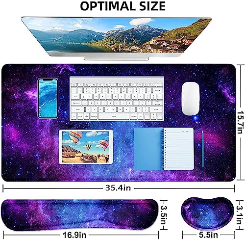 Lateefah Mouse Pad with Wrist Rest, Desk Mat + Keyboard Wrist Rest Set, Desk Pad for Keyboard and Mouse, 4-in-1 Large Mouse Pad with Wrist Support for Office, Home