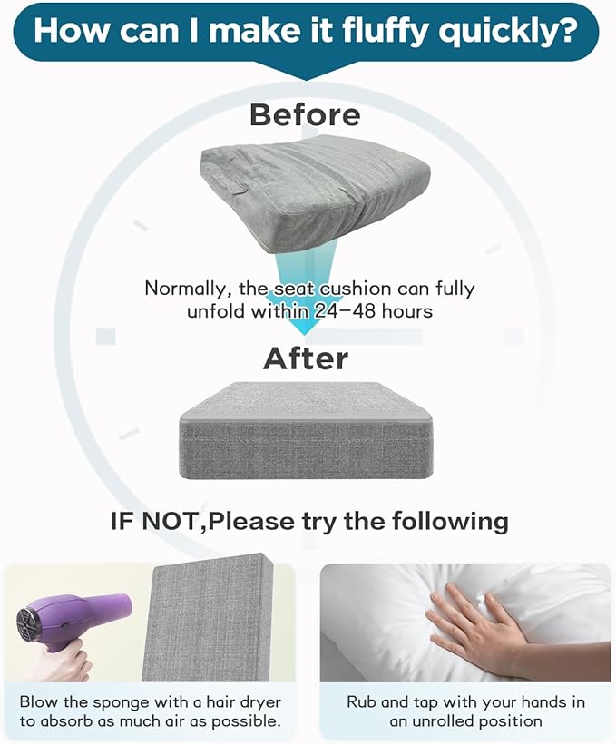 Recliner Cushion for Elderly 20x20in,Memory Foam Seat Cushion Soft and Comfy for Long Sitting on Recliner Chair,Couch,Armchair,or As Floor Pillow,Large Chair Pad (Medium Soft Grey, 4 in thickness)